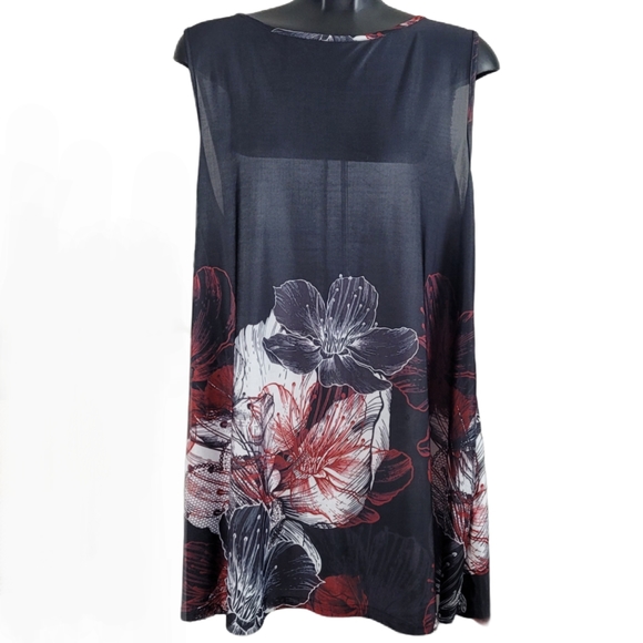 Sunflower Tops - SUNFLOWER BY FIRMIANO Tunic Blouse Black Floral